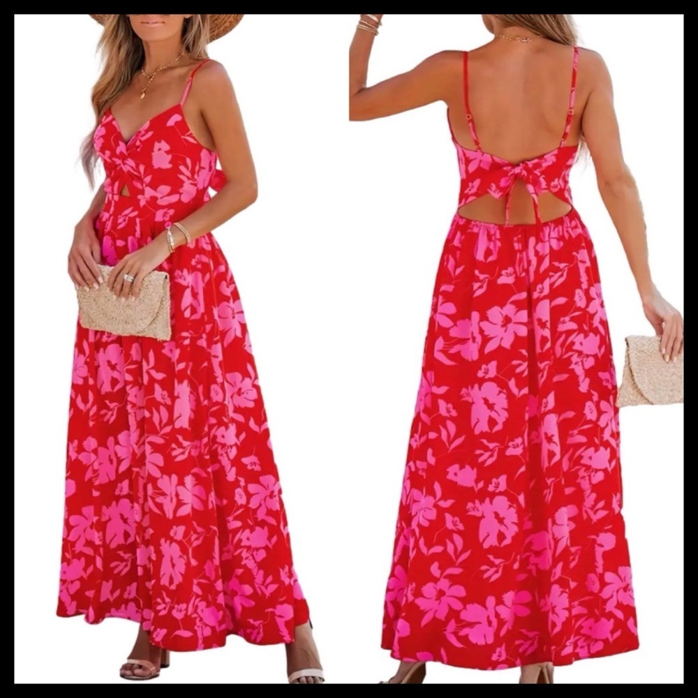 BOUTIQUE Floral Print Tie Back Maxi Dress
Watermelon Red